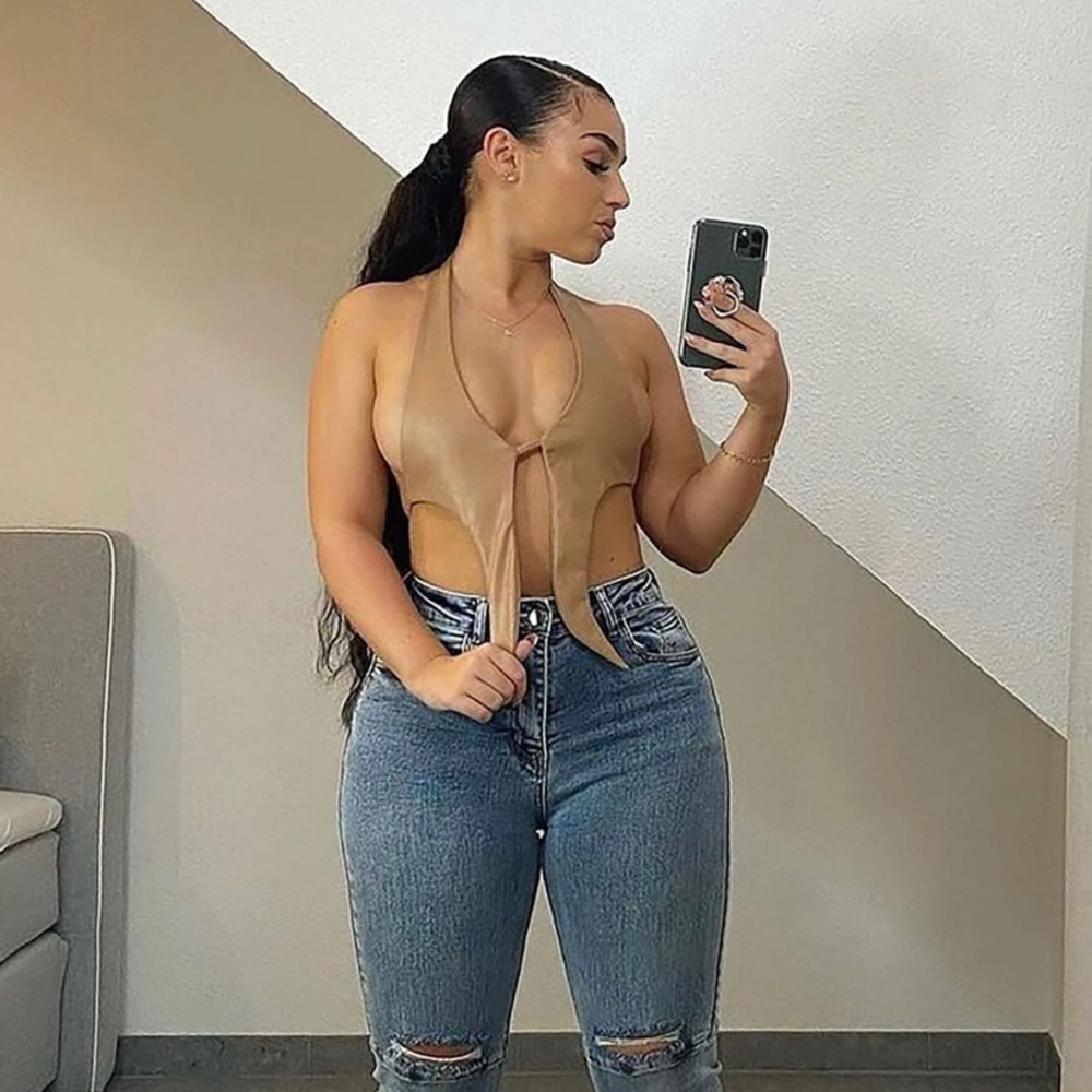 Fashion Nova Tie Breaker Halter Top - Picture 3 of 7